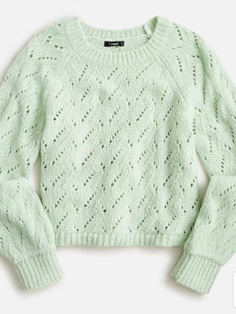 J. Crew Womens Pointelle Sweater Wool Blend Honeydew Green size Large